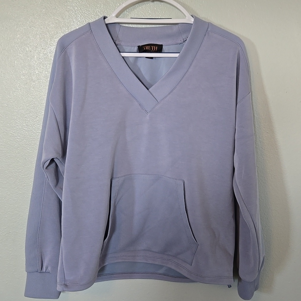 Truth by Republic | Blue Scuba Knit Pullover Sweatshirt Size Medium